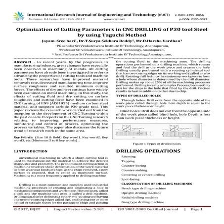 Optimization of Cutting Parameters in CNC DRILLING of P30 tool Steel by using...