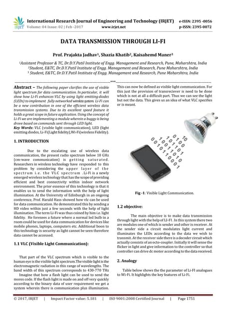 Data transmission through LI-FI