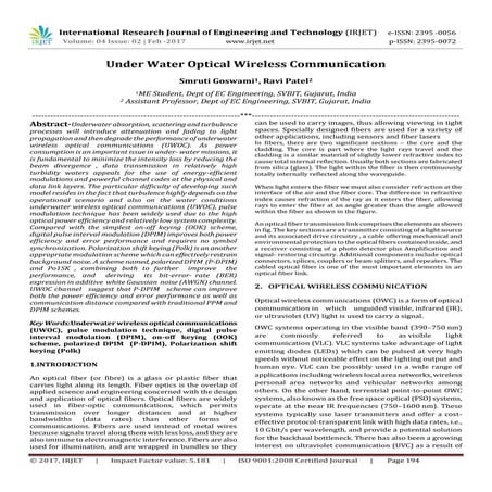 Under Water Optical Wireless Communication