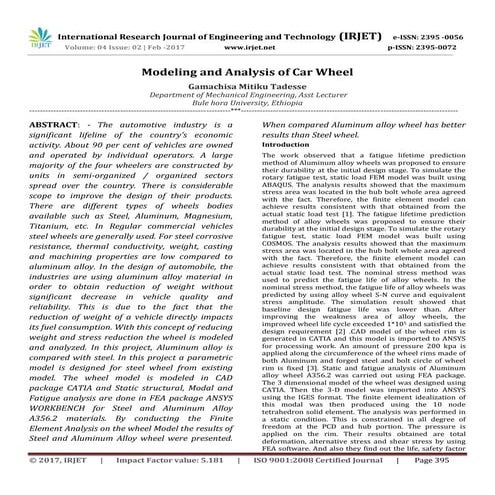 Modeling and Analysis of Car Wheel