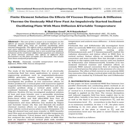 Finite Element Solution On Effects Of Viscous Dissipation & Diffusion Thermo ...