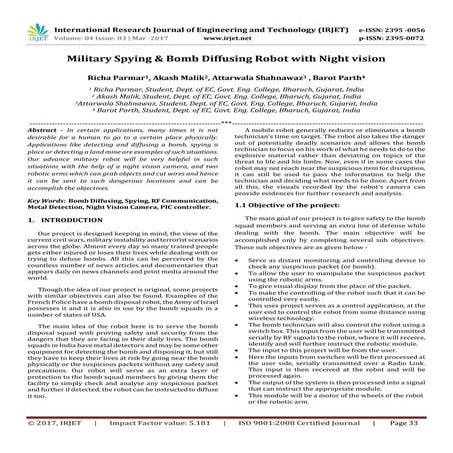 Military Spying & Bomb Diffusing Robot with Night vision