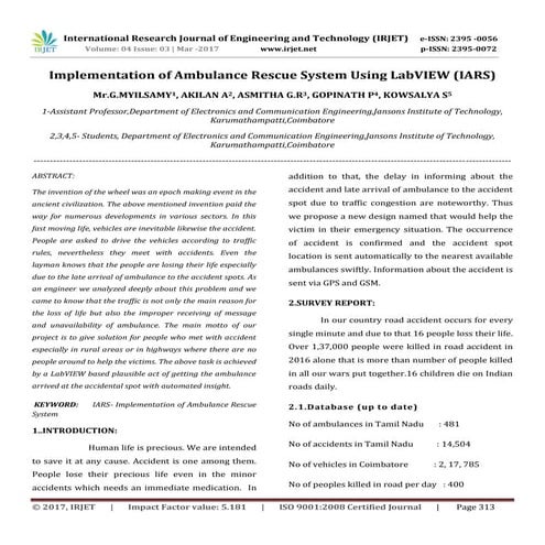 Implementation Of Ambulance Rescue System Using LabVIEW (IARS)