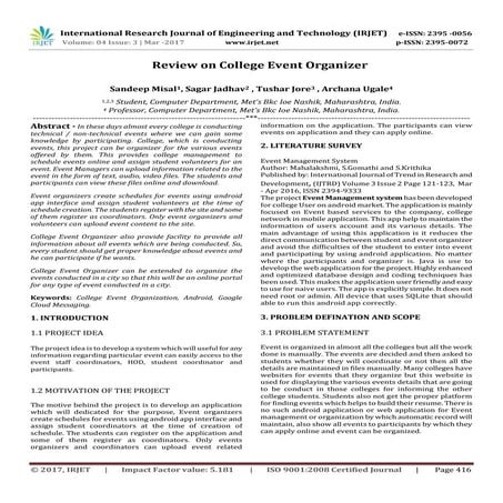 Review on College Event Organizer