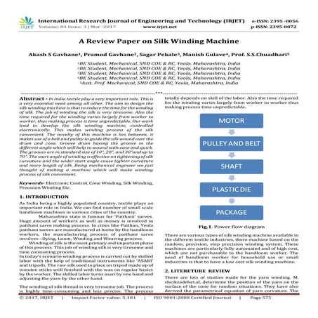 A Review Paper on Silk Winding Machine