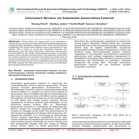 Literature Review on Automatic Generation Control
