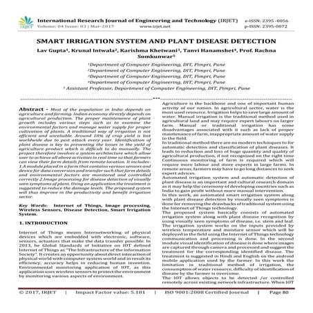 Smart irrigation system and plant disease detection | PDF