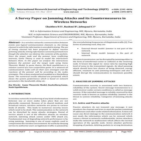 A Survey Paper on Jamming Attacks and its Countermeasures in Wireless Networks