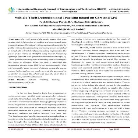 Vehicle Theft Detection and Tracking Based on GSM and GPS