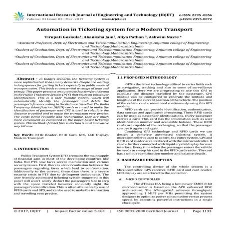 Automation in Ticketing System for A Modern Transport
