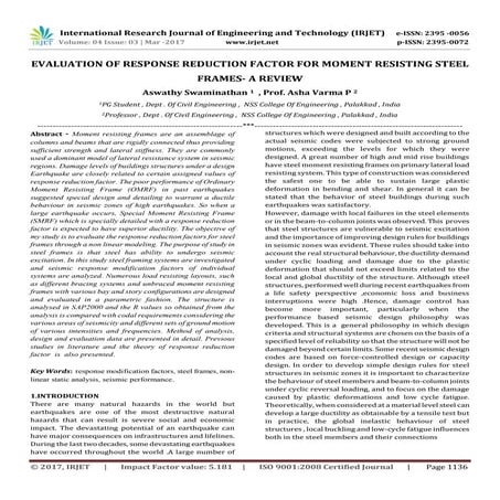 Evaluation of Response Reduction Factor for Moment Resisting Steel Frames- A ...