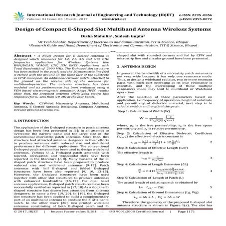 Design of Compact E-Shaped Slot Multiband Antenna Wireless Systems