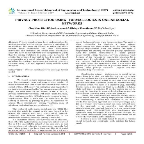 Privacy Protection Using   Formal Logics in Onlne Social Networks