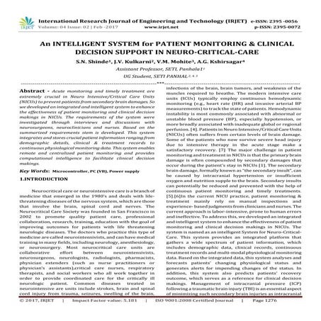 An Intelligent System for Patient Monitoring & Clinical Decision Support in N...