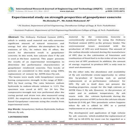 Experimental Study On Strength Properties Of Geopolymer Concrete | PDF