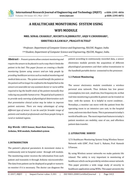 A Healthcare Monitoring  System Using Wifi Module