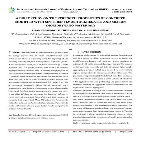 A Brief Study on the Strength Properties of Concrete Modified With Sintered F...