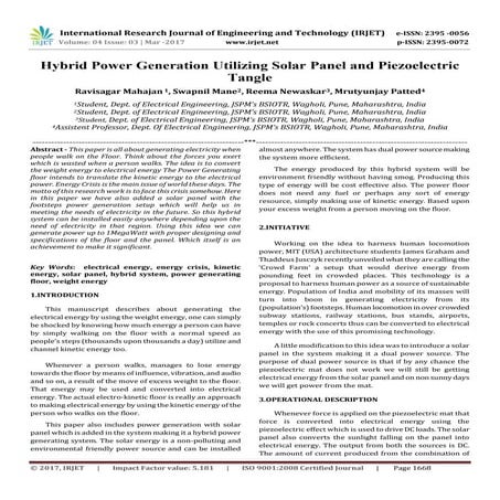 Hybrid Power Generation Utilizing Solar Panel and Piezoelectric Tangle