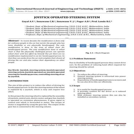Joystick Operated Steering System