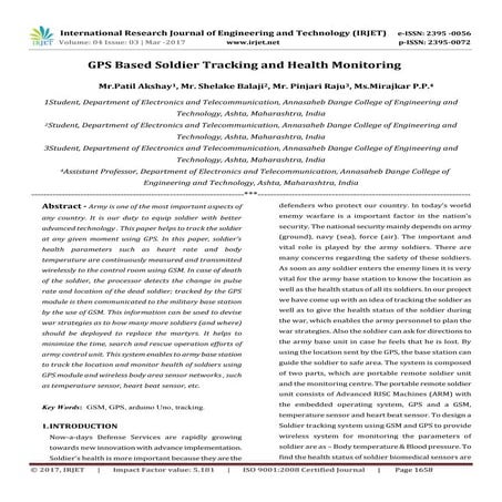 GPS Based Soldier Tracking and Health Monitoring