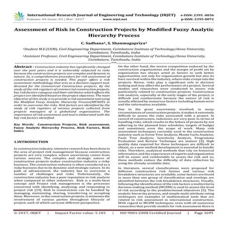 Risk Assessment Plan for Construction Projects | PDF