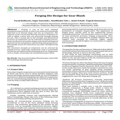 Forging Die Design for Gear Blank