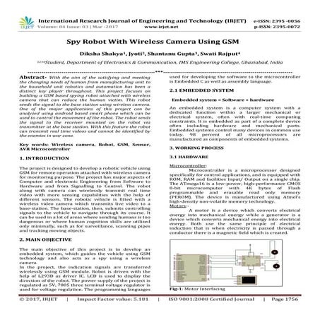 Spy Robot with Wireless Camera using GSM