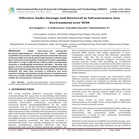 Effective Audio Storage and Retrieval in Infrastructure less Environment over...