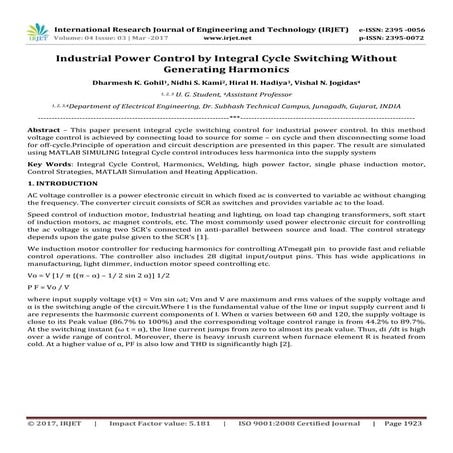 Industrial Power Control by Integral Cycle Switching without Generating Harmo...