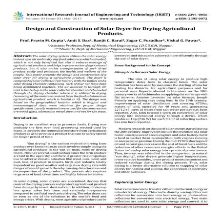 Design and Fabrication of Solar Air Dryer | PDF