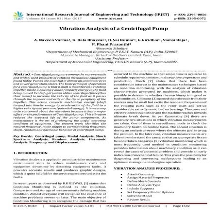 Vibration Analysis of a Centrifugal Pump
