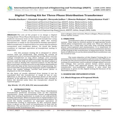 Digital Testing Kit For Three Phase Distribution Transformer