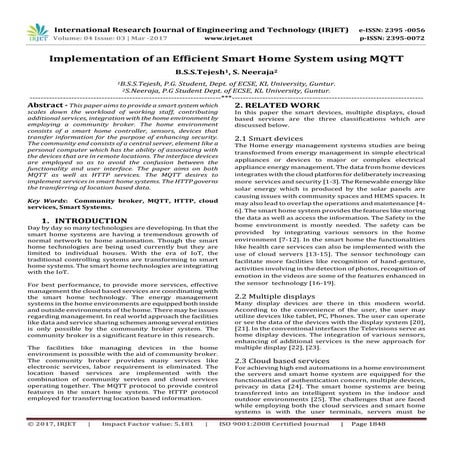 Implementation of an Efficient Smart Home System using MQTT