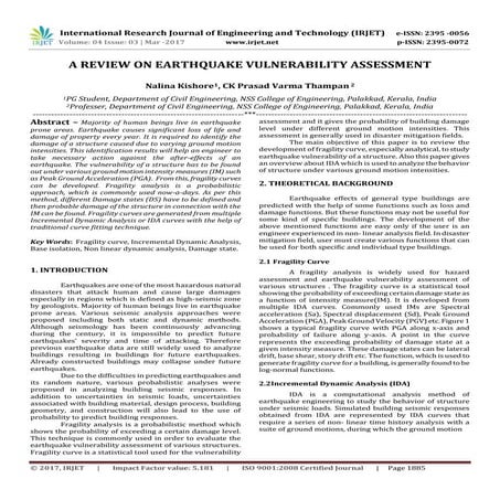 A Review on Earthquake Vulnerability Assessment