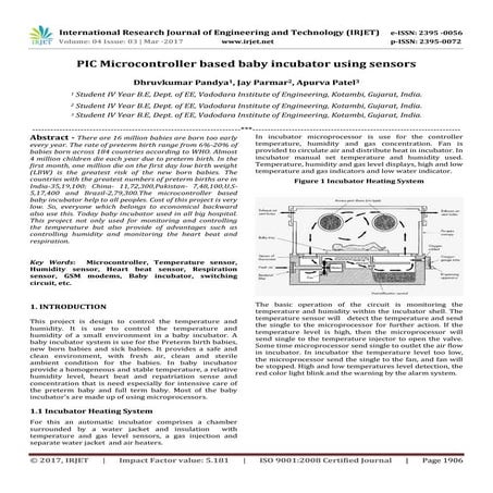 PIC Microcontroller Based Baby Incubator Using Sensors