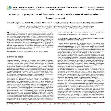 A Study on Properties of Foamed Concrete with Natural and Synthetic ...