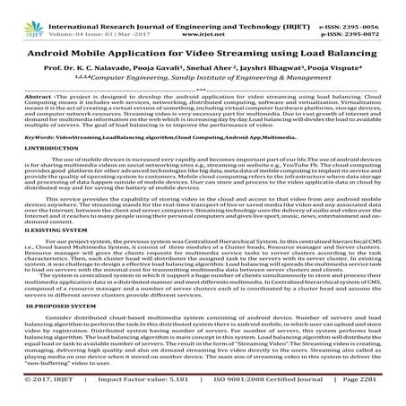 Android Mobile Application for Video Streaming using Load Balancing