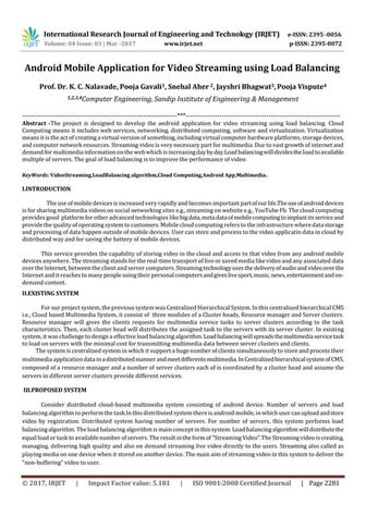 Android Mobile Application for Video Streaming using Load Balancing
