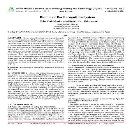 Biometric Ear Recognition System