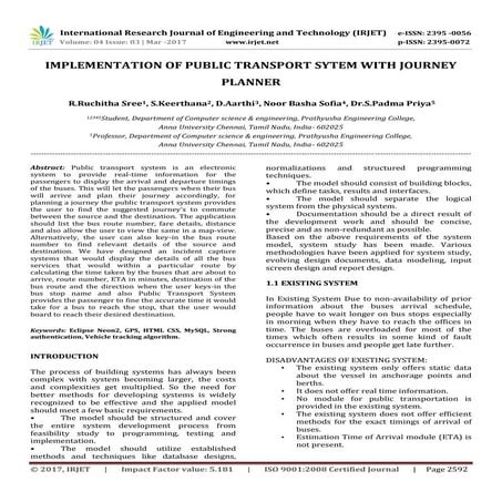 Implementation of Public Transport Sytem with Journey Planner