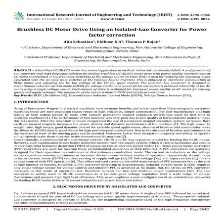 Brushless DC Motor Drive using an Isolated-Luo Converter for Power Factor Cor...