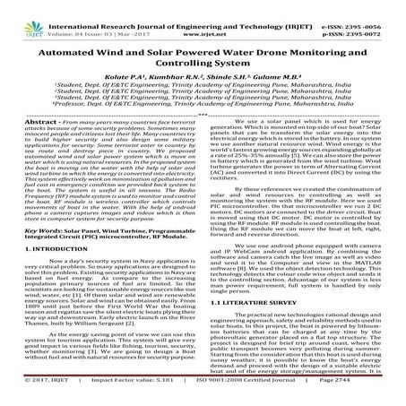 Automated Wind and Solar Powered Water Drone Monitoring and Controlling ...