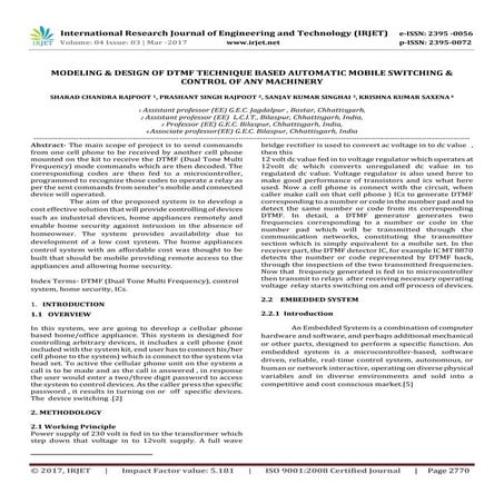 Modeling & Design of Dtmf Technique Based Automatic Mobile Switching & Contro...