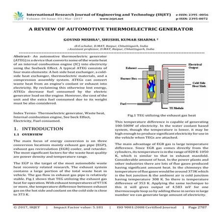 A Review of Automotive Thermoelectric Generator