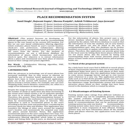 Place recommendation system