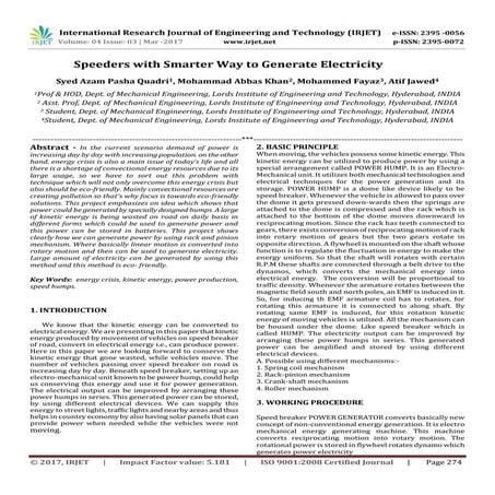 Speeders with Smarter Way to Generate Electricity