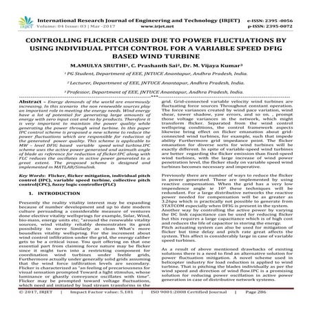 Controlling Flicker Caused Due to Power Fluctuations by Using Individual Pitc...