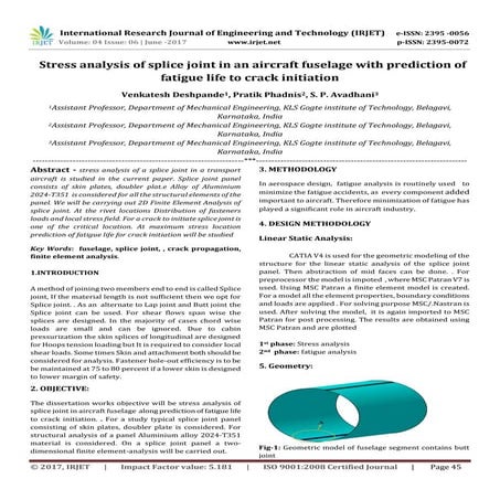 Stress analysis of splice joint in an aircraft fuselage with prediction of fa...