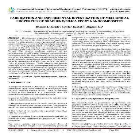 Fabrication and Experimental Investigation of Mechanical Properties of Graphe...