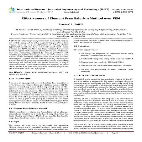 Effectiveness of Element Free Galerkin Method over FEM
